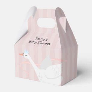 Pink Modern Whimsical Princess Swan Baby Shower  Favor Box