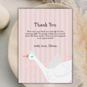Pink Modern Whimsical Princess Swan Baby Shower  Thank You Card