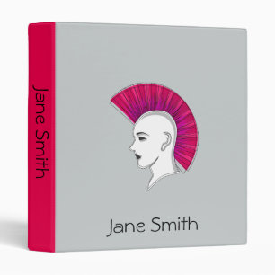 Pink Mohawk punk pop art student folder Binder