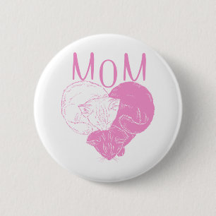Pink MOM Heart Cats 2 Inch Round Button