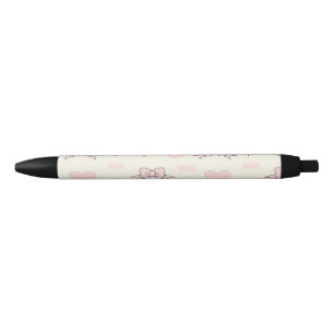 Pink mom pattern black ink pen