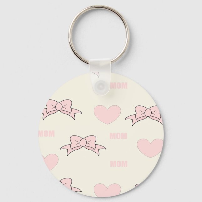 Pink mom pattern keychain (Front)