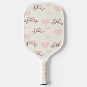 Pink mom pattern on cream pickleball paddle
