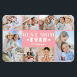 Pink Mom Photo Collage Magnet<br><div class="desc">Personalized “Best Mom Ever” Large Photo Magnet with a pink background and crisp white fonts. This fun and stylish photo magnet is a sweet way to showcase cherished memories with a soft, modern look. The design features space for eight photos arranged around the outer edge, keeping the focus on the...</div>