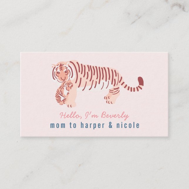 Pink Mom Tiger & Cub maman Carte de visite (Devant)