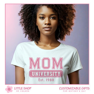 Pink Mom University Typography Mother's Day Tri-Blend Shirt