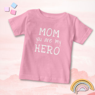 Pink Mom you are my Hero Typography Mother`s Day Baby T-Shirt