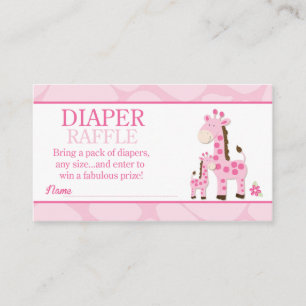 Pink Mommy Giraffe Girl Baby Shower Diaper Raffle Enclosure Card
