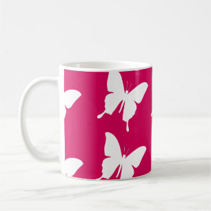 Pink monarch butterfly pattern coffee mug