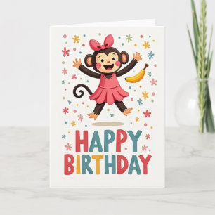 Pink Monkey Birthday Card