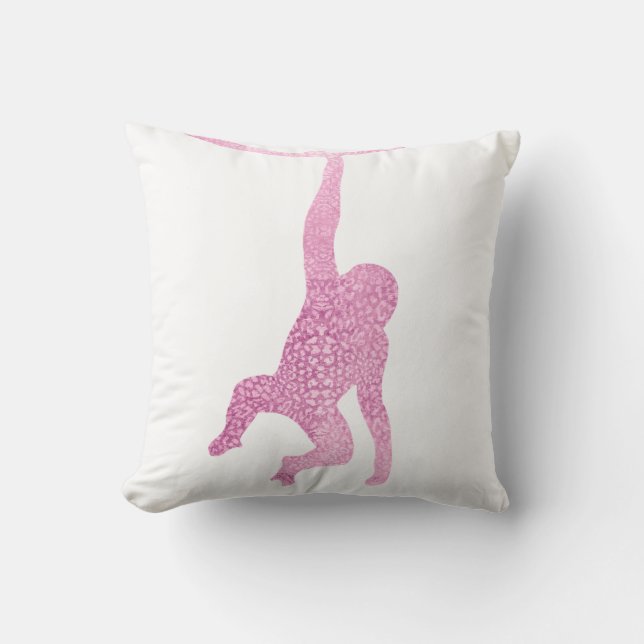 Pink Monkey Throw Pillow (Front)