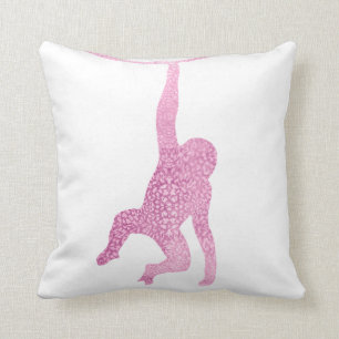 Pink Monkey Throw Pillow