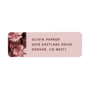 Pink Monochromatic Blooms Floral Mailing Label