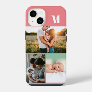 Pink Monogram 3 Photo collage iPhone 14 Case