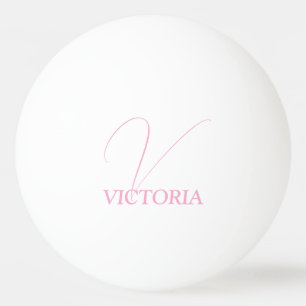 Pink Monogram and Name Personalized Ping Pong Ball