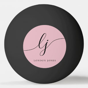 Pink Monogram and Name Personalized Ping Pong Ball