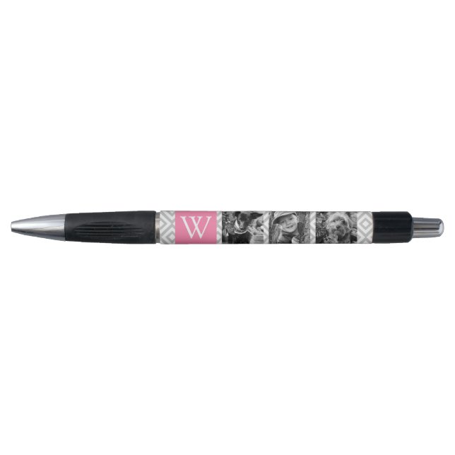 Pink Monogram and Photo Collage Pen (Front)