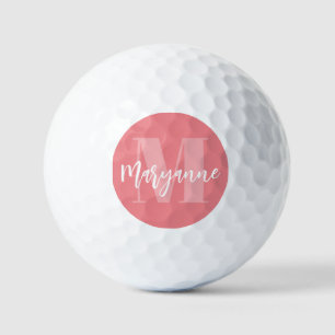 Pink Monogram Bold Initial Modern Personalized Golf Balls