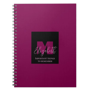 Pink Monogram Custom Name Polka Dots Geometric Ci Notebook