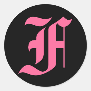 Pink Monogram F Classic Round Sticker