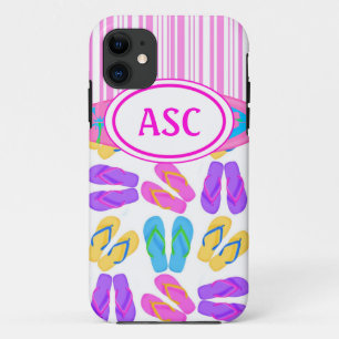 Pink Monogram Flip Flops iPhone 5 Case