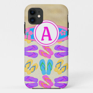 Pink Monogram Flip Flops Surfboard iPhone 5 Case
