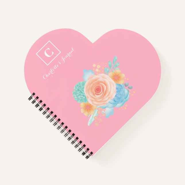 Pink Monogram floral Notebook (Front)