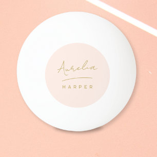Pink Monogram Gold Script Personalized Name Ping Pong Ball
