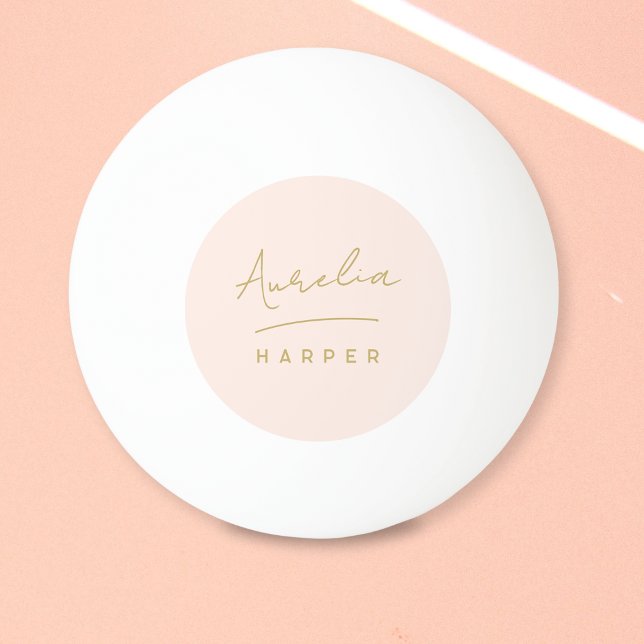 Pink Monogram Gold Script Personalized Name Ping Pong Ball (Creator Uploaded)