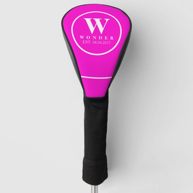 Pink Monogram Golf Name Head Cover (Front)