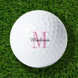 Pink Monogram Initial and Name Personalized Golf Balls<br><div class="desc">Elevate your golf game with our custom golf balls, personalized with a simple classic monogram initial and a script name overlay. Choose from a wide selection of colours to create a timeless design that’s truly unique. These golf balls make a perfect gift for any occasion, whether it’s Christmas, Father’s Day,...</div>