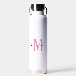 Pink Monogram Initial and Name Personalized Water  Bottle