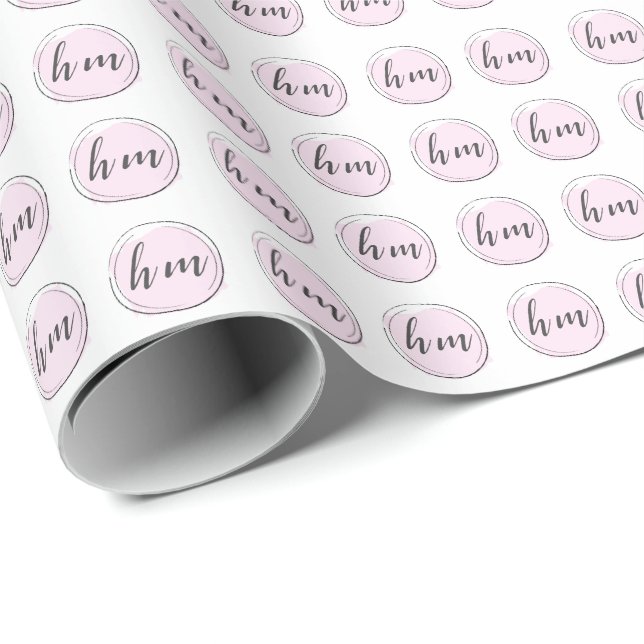 Pink Monogram Initial Custom Logo Business Wrapping Paper (Roll Corner)
