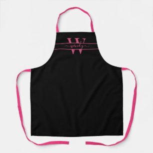 Pink Monogram Initial Name Simple Script Custom Apron