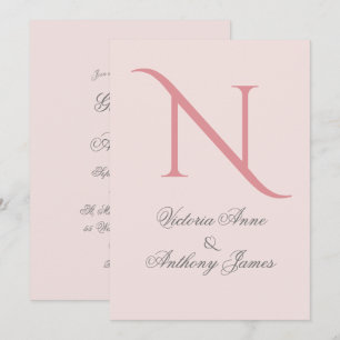 Pink Monogram Initial Wedding Invitation