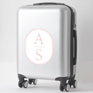 Pink Monogram Initials Modern Simple Luggage