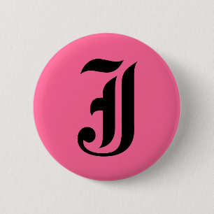 Pink Monogram J 2 Inch Round Button
