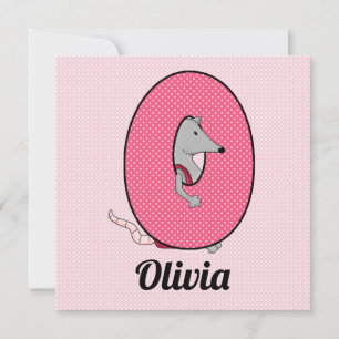 Pink Monogram Letter O Kid's Birthday Party Invitation