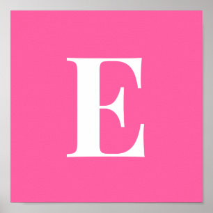 Pink Monogram Letter Poster Personalized Initial