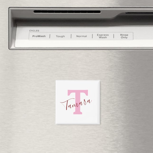 Pink Monogram Magnet | Custom Name (In Situ (Lave-vaisselle))