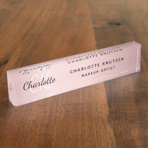 Pink monogram modern professional  nameplate
