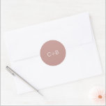Pink Monogram Modern Wedding Classic Round Sticker<br><div class="desc">Minimalist and modern design.</div>