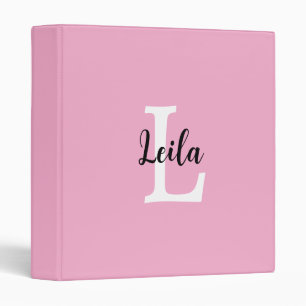 Pink Monogram Name Script Personalized Design Binder