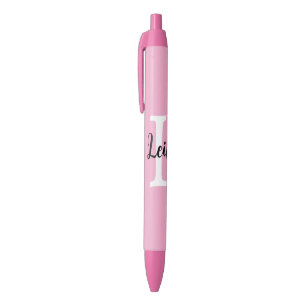Pink Monogram Name Script Personalized Design Black Ink Pen