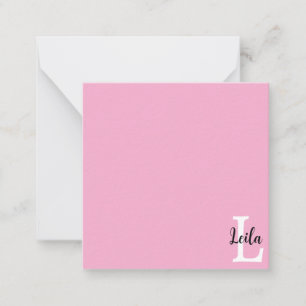 Pink Monogram Name Script Personalized Design Card