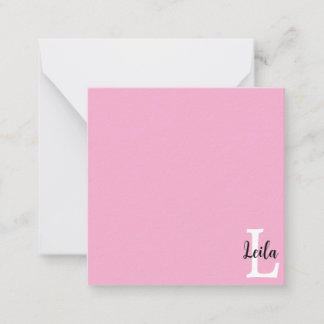Pink Monogram Name Script Personalized Design Card