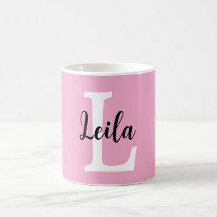 Pink Monogram Name Script Personalized Design Coffee Mug