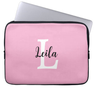 Pink Monogram Name Script Personalized Design Laptop Sleeve