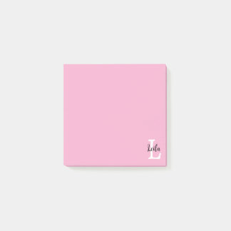Pink Monogram Name Script Personalized Design Post-it Notes