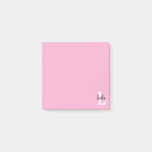 Pink Monogram Name Script Personalized Design Post-it Notes (Front)